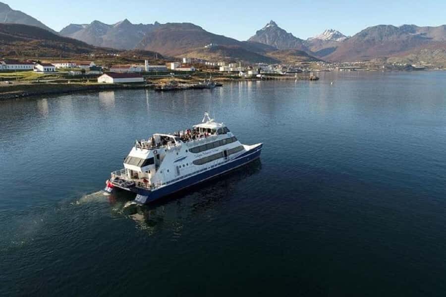 Ushuaia: Sailing Beagle Channel to the Penguin Colony - Passing Gable Island and the Puerto Williams Naval Base