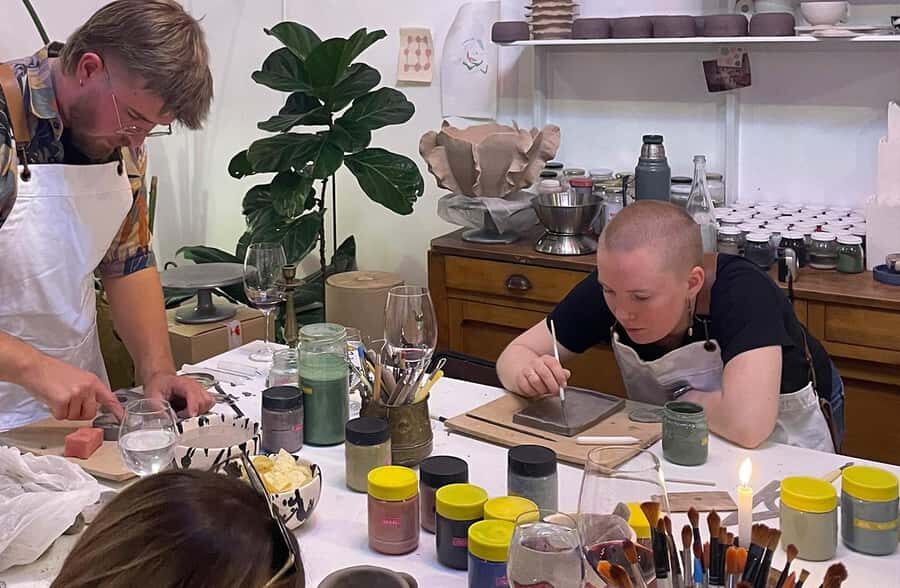 Wine & Pottery Class For Beginners in Buenos Aires Argentina - Decorating Your Work: Paint and Tools at the Right Moment